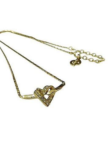 Christian Dior Christian Dior necklace, heart design, gold metal, rhinestones, women's choker. (view 1)