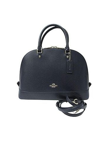 Coach COACH domed satchel handbag F37218 navy leather women's shoulder bag (view 1)