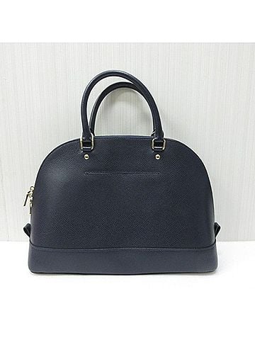 Coach COACH domed satchel handbag F37218 navy leather women's shoulder bag (view 2)