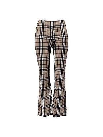 Burberry Burberry Vintage Check Flared Trousers in Beige Cotton (view 1)