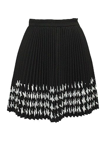 MSGM MSGM Houndstooth Pleated Laser Cut Skirt in Black Polyester (view 1)