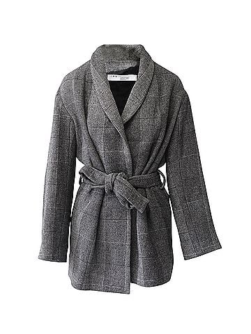 IRO Iro Coat with Shawl Collar in Grey Acrylic (view 1)