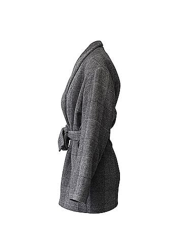 IRO Iro Coat with Shawl Collar in Grey Acrylic (view 2)
