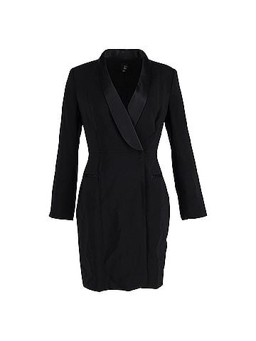 Iris & Ink Iris & Ink x Julia Restoin Roitfeld Cady Tuxedo Dress in Black Viscose (view 1)