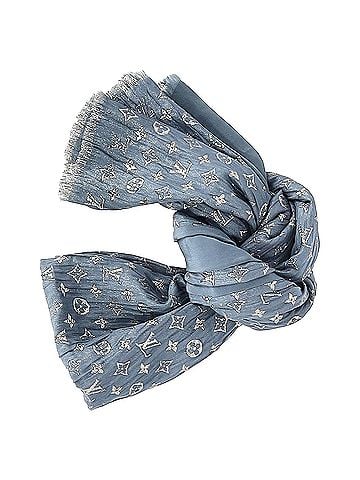 Louis Vuitton Louis Vuitton Monogram Scarf in Light Blue Silk (view 2)