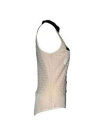 Balmain Balmain Monogram Jacquard Bodysuit in Cream Viscose (view 2)