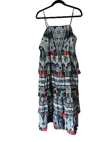 FARM Rio Blue Palms Frilled Cocktail Dress (view 1)