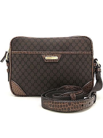 Céline CELINE Macadam Pattern Vintage Shoulder Bag, Canvas x Embossed Leather, Brown, Women's, 353323 (view 1)
