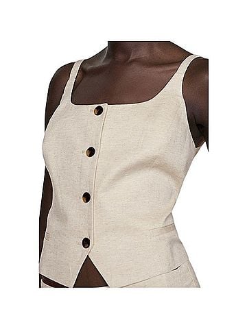 Mango Buttons Cotton Linen vest top Tank Top (view 1)