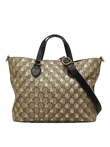 Gucci Gucci GG Supreme Bee Handbag/Shoulder Bag 2WAY 473887 Beige Black Leather Women's GUCCI (view 1)