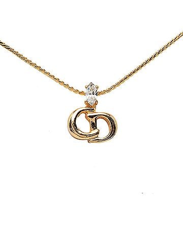 Christian Dior Christian Dior Dior CD logo necklace, gold plated, with rhinestones, for women. (view 1)