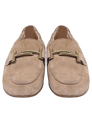 Tod's Tod's Double T Elastic Loafers in Beige Suede (view 2)