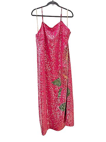 FARM Rio Anthurium Flowers Floral Pink Slip Sequin Maxi Cocktail Dress (view 1)