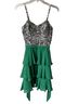 Shail K 100% Polyester 100% Polyester Green Silver Cocktail Dress Size 4 - photo 1
