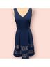Haani 95% Polyester 5% Spandex 88% Nylon 12% Spandex 100% Polyester Blue Ivory Casual Dress Size S - photo 3