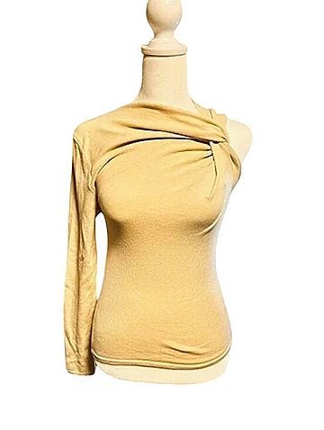 Zara Asymmetrical Twisted Knit Top Long Sleeve T-Shirt (view 1)