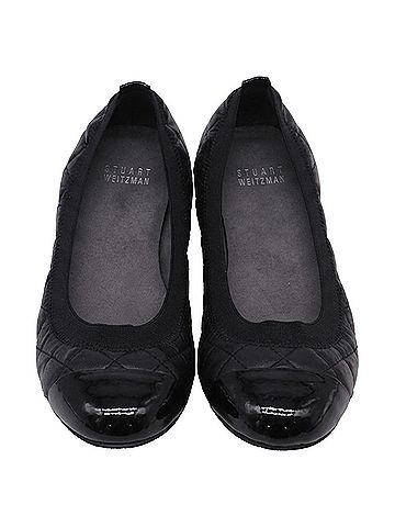 Stuart Weitzman  Stuart Weitzman Quilted Ballet Flats in Black Leather (view 2)