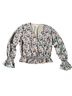 Scripted Floral Blue Long Sleeve Blouse Size M - photo 1