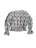 Scripted Floral Blue Long Sleeve Blouse Size M - photo 2