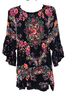 BILA Floral Black Multi Color Blouse Size XL - photo 2