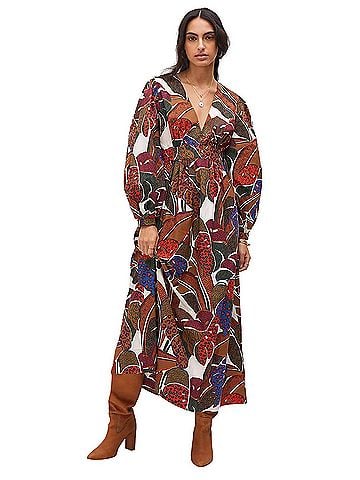 FARM Rio for Anthropologie Deep V-Neck Maxi Cocktail Dress (view 1)