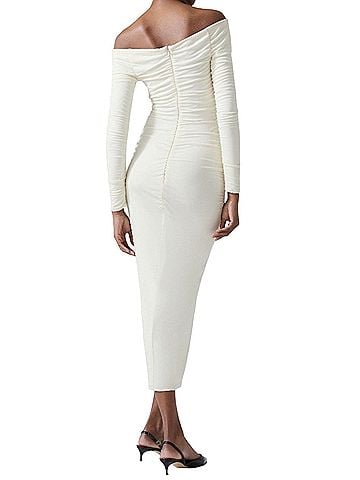 Carolina Herrera Ruched Long Sleeve Plunge Runway Dress Cocktail Dress (view 2)