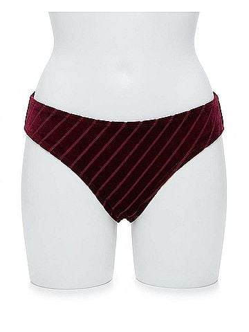 Kenneth Cole Stripe Hipster Bikini Bottom in Kkc Burgundy Velvet (view 1)