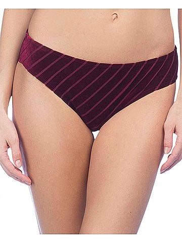 Kenneth Cole Stripe Hipster Bikini Bottom in Kkc Burgundy Velvet (view 2)