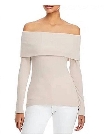 Enza Costa Sweater Knit Off The Shoulder Top in Rose Tan (view 2)