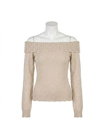 ABLE Ensley Off Shoulder Sweater in Beige (view 1)