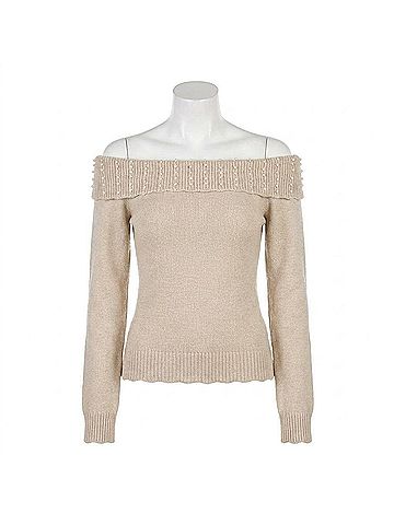 ABLE Ensley Off Shoulder Sweater in Beige (view 1)