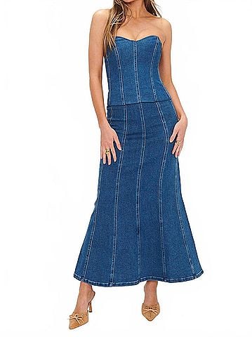 Show Me Your Mumu Baton Rouge Skirt in Blue Indigo (view 2)