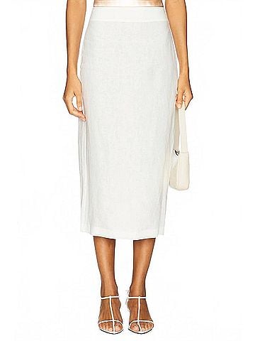 Enza Costa Linen Pencil Skirt in Undyed (view 2)