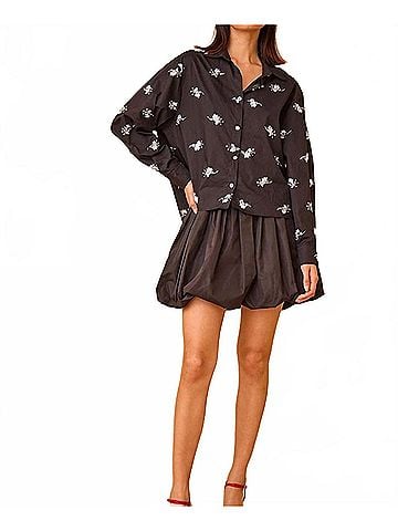 Hunter Bell Angelina Mini Skirt in Onyx (view 2)
