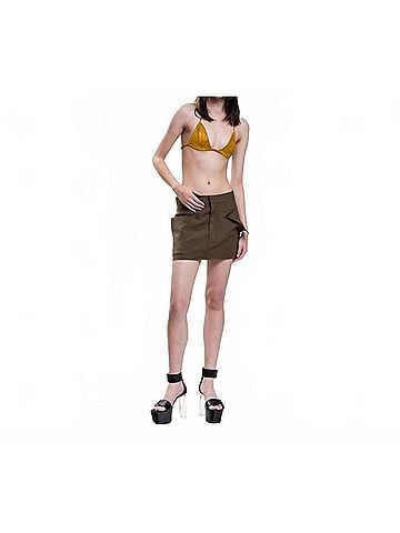 Rick Owens Women's Cut Off Mini Skirt in Bean (view 2)