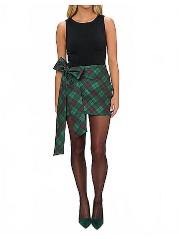 Show Me Your Mumu Iva Bow Skirt in Mistletoe Plaid (view 2)