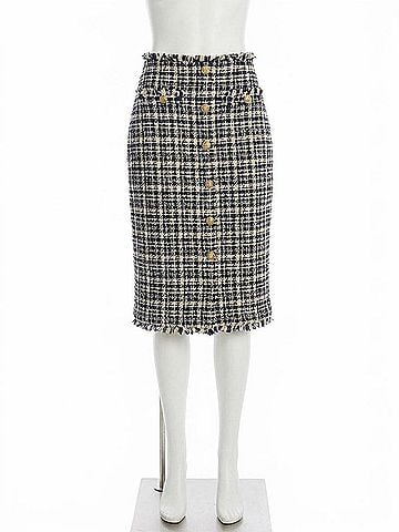 L'Agence Tai Midi Skirt in Midnight Multi Tweed (view 1)
