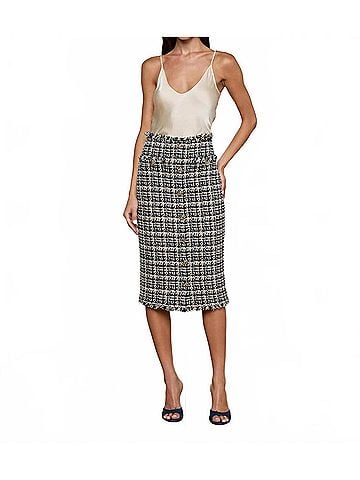 L'Agence Tai Midi Skirt in Midnight Multi Tweed (view 2)