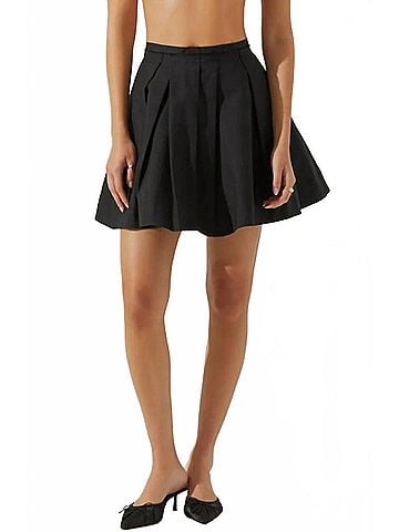 Astr Ariella Pleated Mini Skirt in Black (view 2)