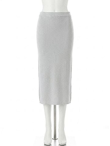 A.L.C. Clover Metallic Knit Midi Skirt in Mercury (view 1)