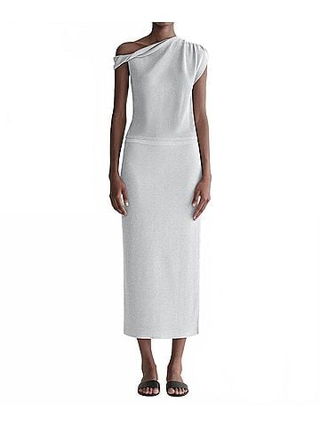 A.L.C. Clover Metallic Knit Midi Skirt in Mercury (view 2)