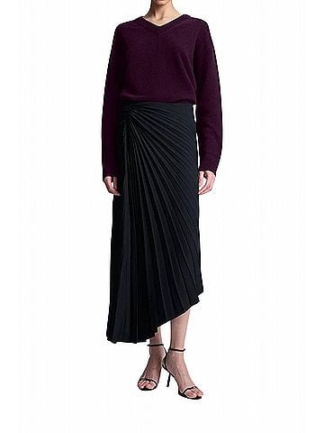 A.L.C. Tracy Midi Skirt in Black Twill (view 2)