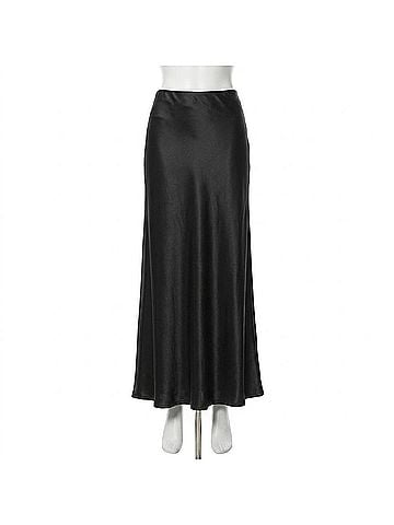 Enza Costa Silk Full Length Skirt in Black (view 1)