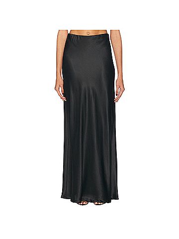 Enza Costa Silk Full Length Skirt in Black (view 2)