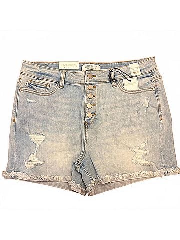 Judy Blue Women's Destroyed Cuffed Shorts in Light Wash (view 1)