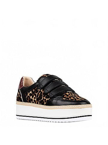 Donald J Pliner Women's Dreamboat Leopard Sneaker in Black Multi (view 2)