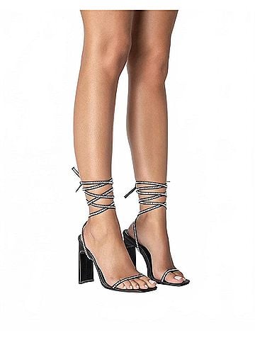 Billini Women's Haleigh Wrap Heel Sandal in Black Diamante (view 2)