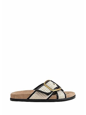 Sam Edelman Women's Darla Sandal in Linen/Black Faux Raffia (view 1)