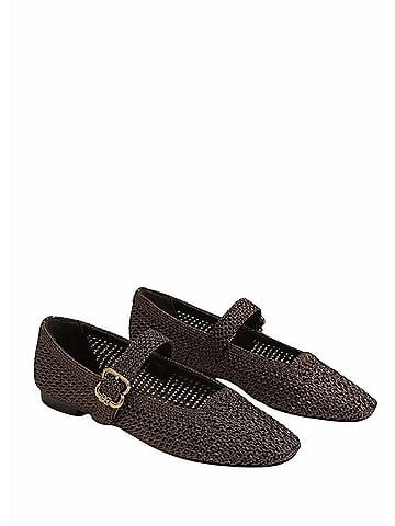 Sam Edelman Women's Michaela Mary Jane Flat Shoes in Bronze Metallic Knit (view 2)