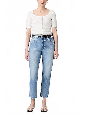 Paige Billy Crop Straight Leg Jeans in High Brow Dist. (view 2)